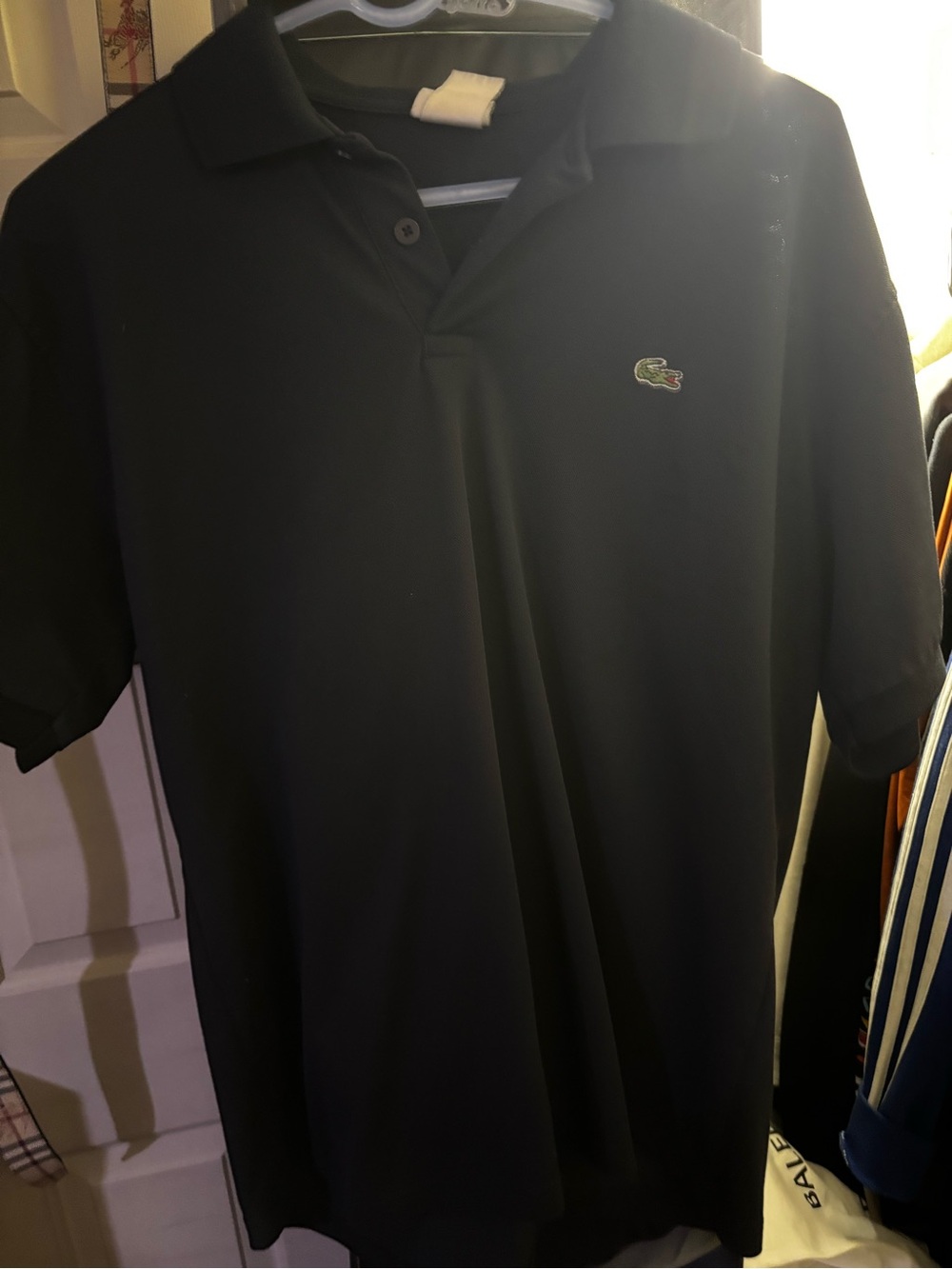 Lacoste Men’s Black Polo with Embroidered Crocodile